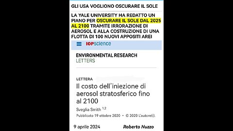 GEOINGEGNERIA: "Gli USA oscurare il sole"