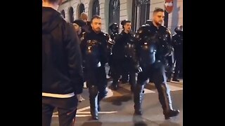 POLICE IN PARIS MARCH WITH PROTESTERS