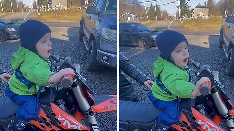 Adventurous toddler already knows he wants to ride a dirt bike