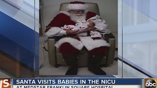 Santa visits with babies at MedStar Franklin Square NICU