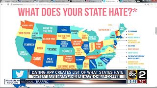 Dating app creates list of what states hate