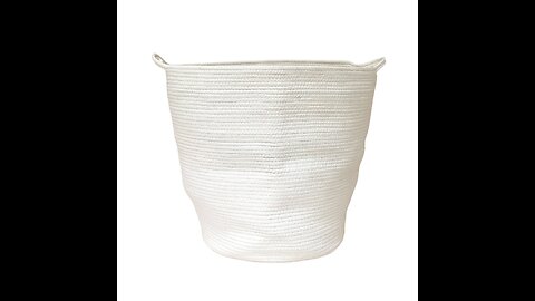 HiChen Large Woven Cotton Rope Storage Basket, Laundry Basket Organizer for Towels, Blanket, To...