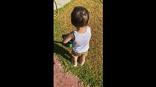 He cutting the grass today. #toddler #family #lawn #outdoor