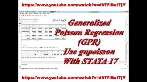 Generalized Poisson Regression (GPR) Use gnpoisson With STATA 17