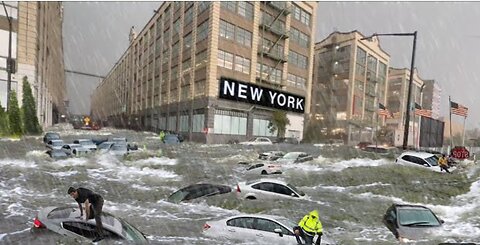 New York USA is Sinking in Flash flooding ! Sweep away car and building in Brooklyn today