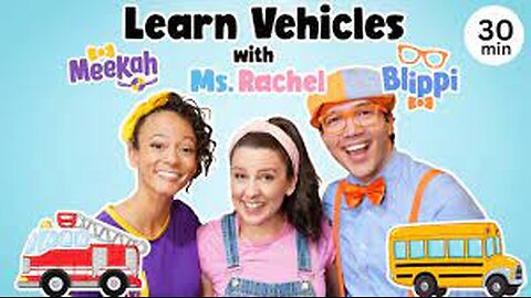 Blippi & Ms Rachel Learn Vehicles - Wheels on the Bus - Videos for Kids - Tractor, Car, Truck + More