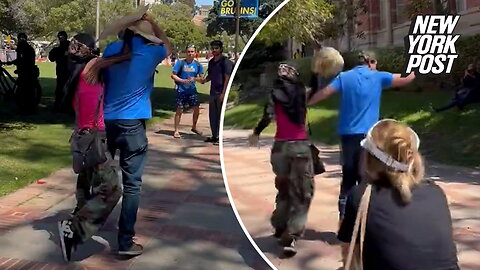 Moment counter-protester is attacked, threatened with taser at UCLA anti-Israel rally