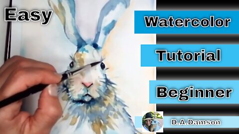 Watercolor Tutorial Bunny. Beginners Painting Tutorial Easy.