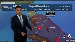 Tropical Storm Grace forms; Tropical Depression Fred to remain on westerly track in Gulf