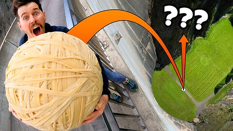 Giant Rubber Band Ball Drop from 165m Dam! World’s Highest Bounce_