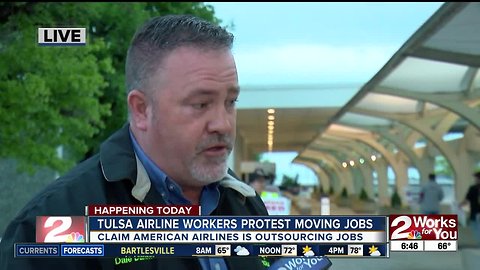 American Airlines workers protest outside Tulsa International Airport