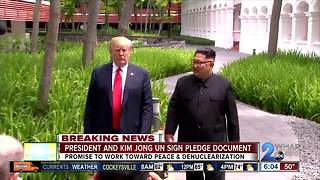 President Trump and N. Korean leader Kim Jong Un sign peace pledge
