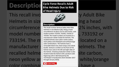 Cycle Force Recalls Adult Bike Helmets Due to Risk of Head Injury