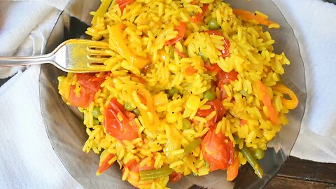 Budget Friendly One Pot Flavourful and Colourful Golden Vegetable Rice!