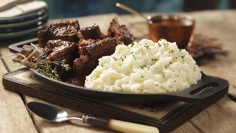 Braised Short Ribs with Roasted Garlic Horseradish Mashed