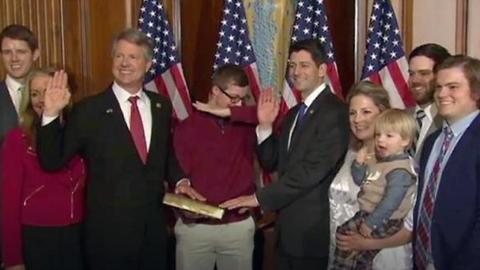 Teen &quot;Dabs&quot; At Father&#039;s Swearing In