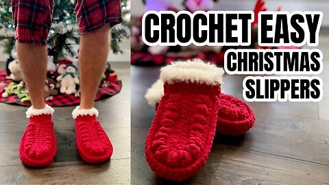 Crochet Easy Christmas Slippers - Free Crochet Santa Slippers Pattern