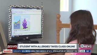 Student with allergies takes class online