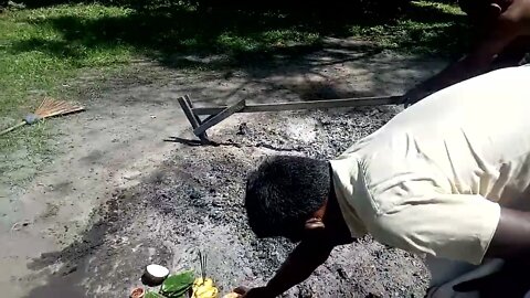 Hindu Ritual on the cremation area at the cemetry