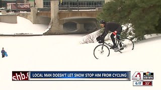 Local man doesn't let snow stop him from cycling
