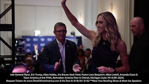 ReAwaken America Momentum Builds As Tour Heads to Detroit + 801 Tickets Remaining for June 27-28 ReAwaken Tour Featuring: General Flynn, Eric & Lara Trump, Kash, Breuer & 70+ Speakers!!! Request Tickets Via Text: 918-851-0102