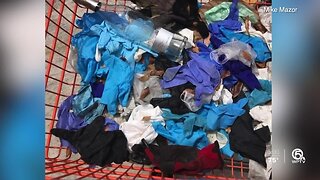 Gloves, masks litter shopping center parking lots