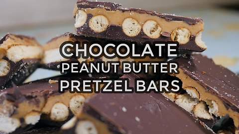 Chocolate peanut butter pretzel bars recipe