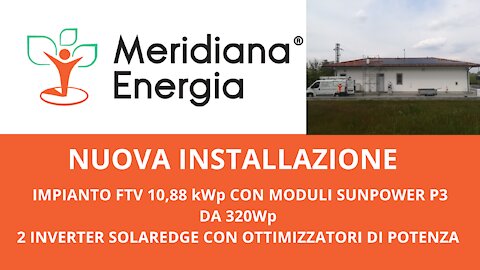 Nuova installazione impianto fotovoltaico da 10,88 kWp con moduli SunPower P3 e inverter SolarEdge