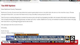 Baltimore County homeowners get incorrect property tax bill