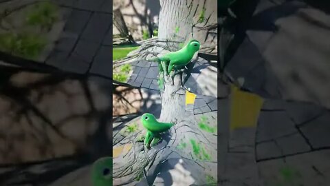 a large green canary in a tree -art- #shorts #animation #art #anime #painting