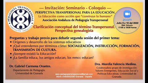 16/07/2022: SEMINARIO-COLOQUIO DE LA ASOCIACIÓN DE PEDAGOGÍA TRANSPERSONAL