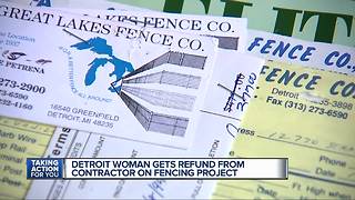 Detroit woman gets refund from contractor on fencing project