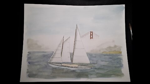 Sailboat Watercolor Painting Timelaspe