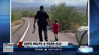 UAPD officer helps 4-year-old walk down Tumamoc Hill