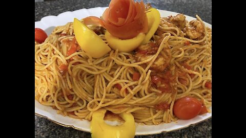 2021 Spaghetti pasta with shrimp 🍤 مكرونة اسباكتي بالجمبري2021