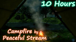 10 Hours - Campfire by a Peaceful Stream - Relaxing sounds for sleep