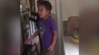 Funny Tot Boy Falls Off A Chair