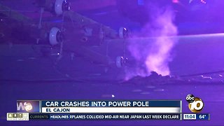 Car crashes into power pole
