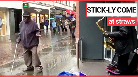 Disabled man ditches walking stick and breaks into dance by busker