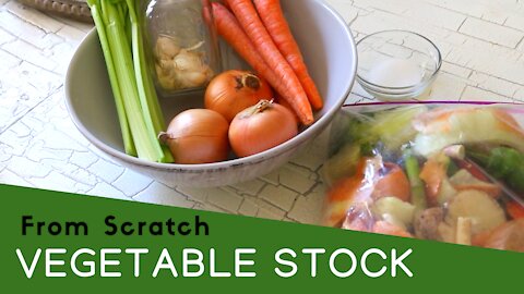 Vegetable stock recipe - Just a few simple ingredients and veggie scraps