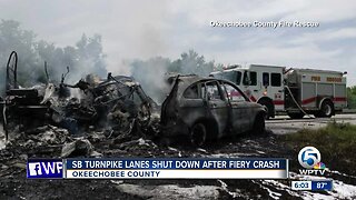 Vehicle fire closes Florida Turnpike SB lanes in Okeechobee County