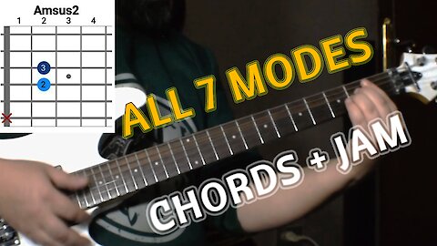 Play 7 Guitar Modes in A Backing Track + Chords