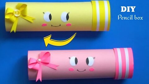 Paper pencil box - How to make a paper pencil box School craft - DIY paper pencil box ideas