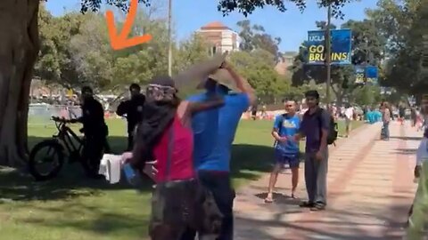 Cops At UCLA Just Stand Around And Watch As A Pro-Hamas Protester Assaults A Man