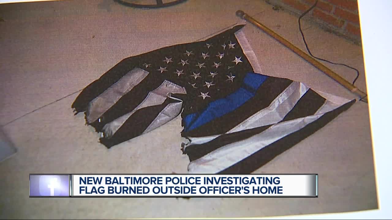 Police search for whomever burned a Thin Blue Line American Flag