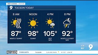 Hazy start before scattered storms