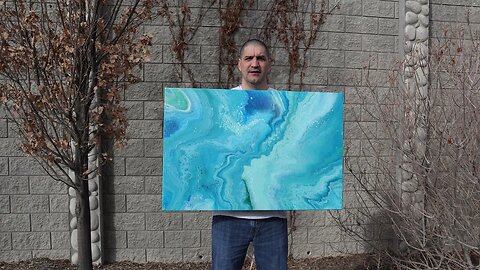 Large Ocean Themed Acrylic Pour on a 24" X 26" Level 3 Artist's Loft Canvas