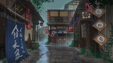 Quiet Peaceful Rainy Night in Small Asian Village