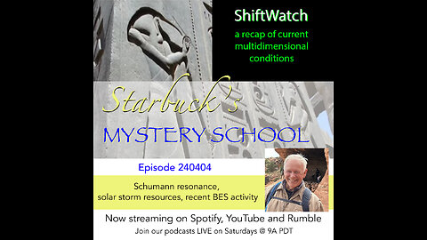 ShiftWatch with Starbuck 240404 - Schumann resonance, solar storm resources, recent BES activity