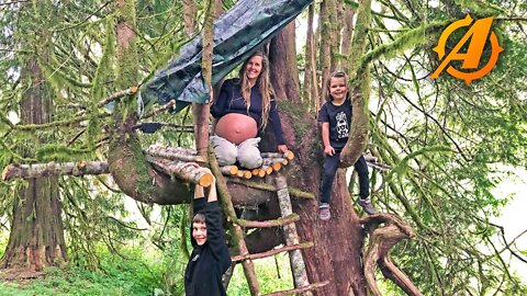 Convincing My Pregnant Wife to Camp Overnight in My Bushcraft Survival Tree Shelter